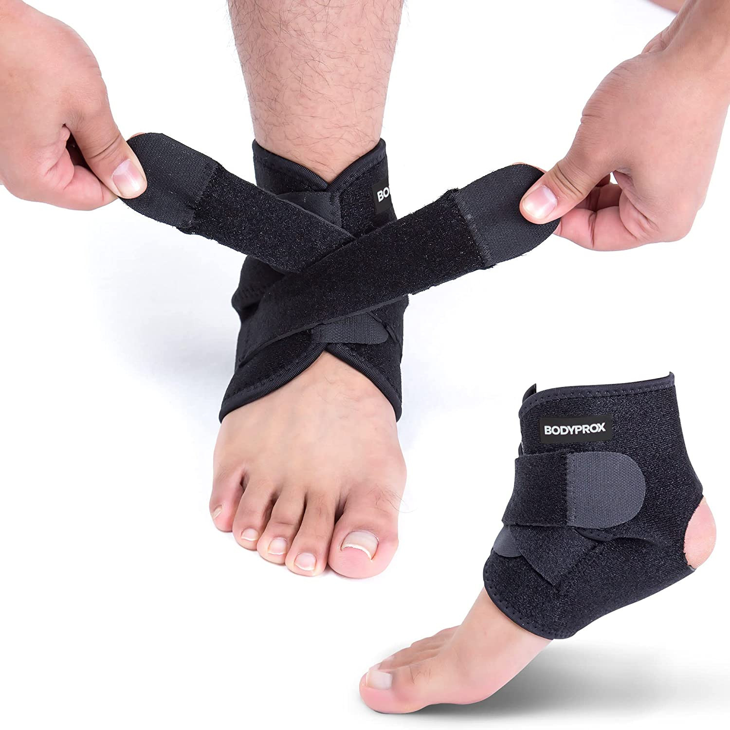 Bodyprox Ankle Support Brace, Breathable Adjustable Wrap, 1 Pack | for Men & Wom