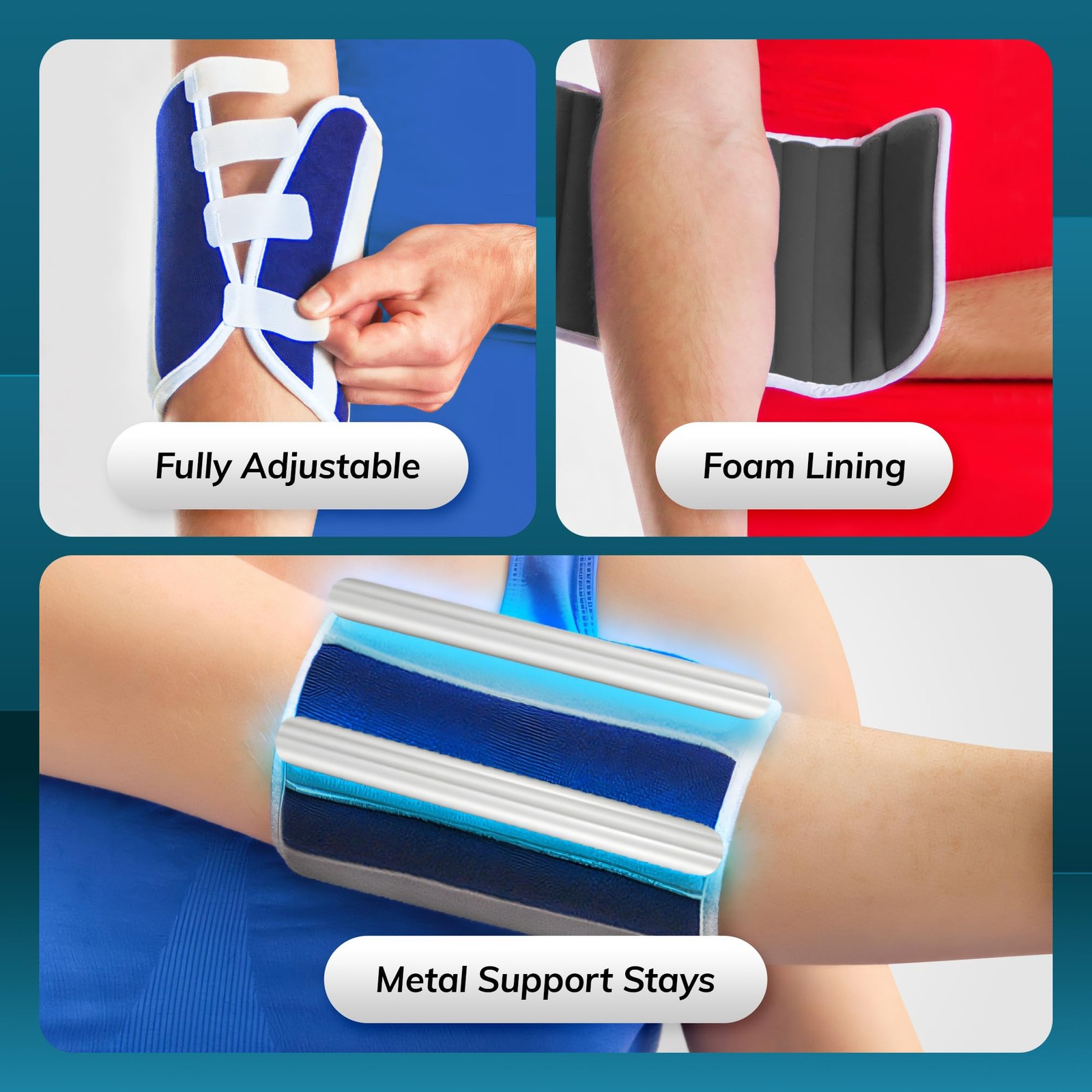 BraceAbility Elbow Stabilizer Brace | Immobilizer Splint & Large, Blue