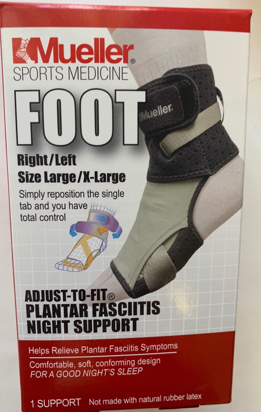 Mueller Foot Support Plantar Fasciitis Adjust To Fit Large XLarge Right/Left (b
