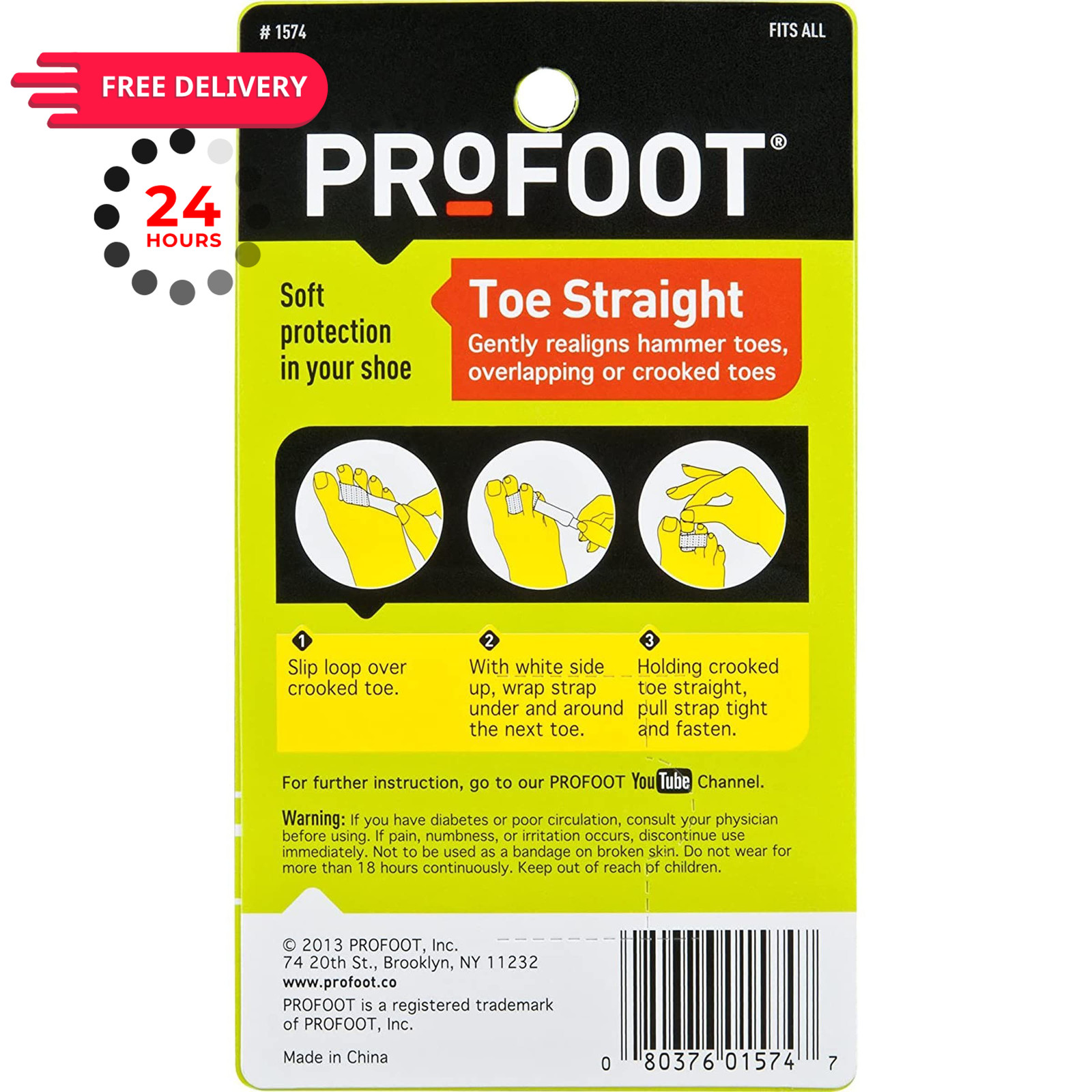 PROFOOT Toe Straight Hammertoe Wrap, 1 Count (Pack of 1), tan