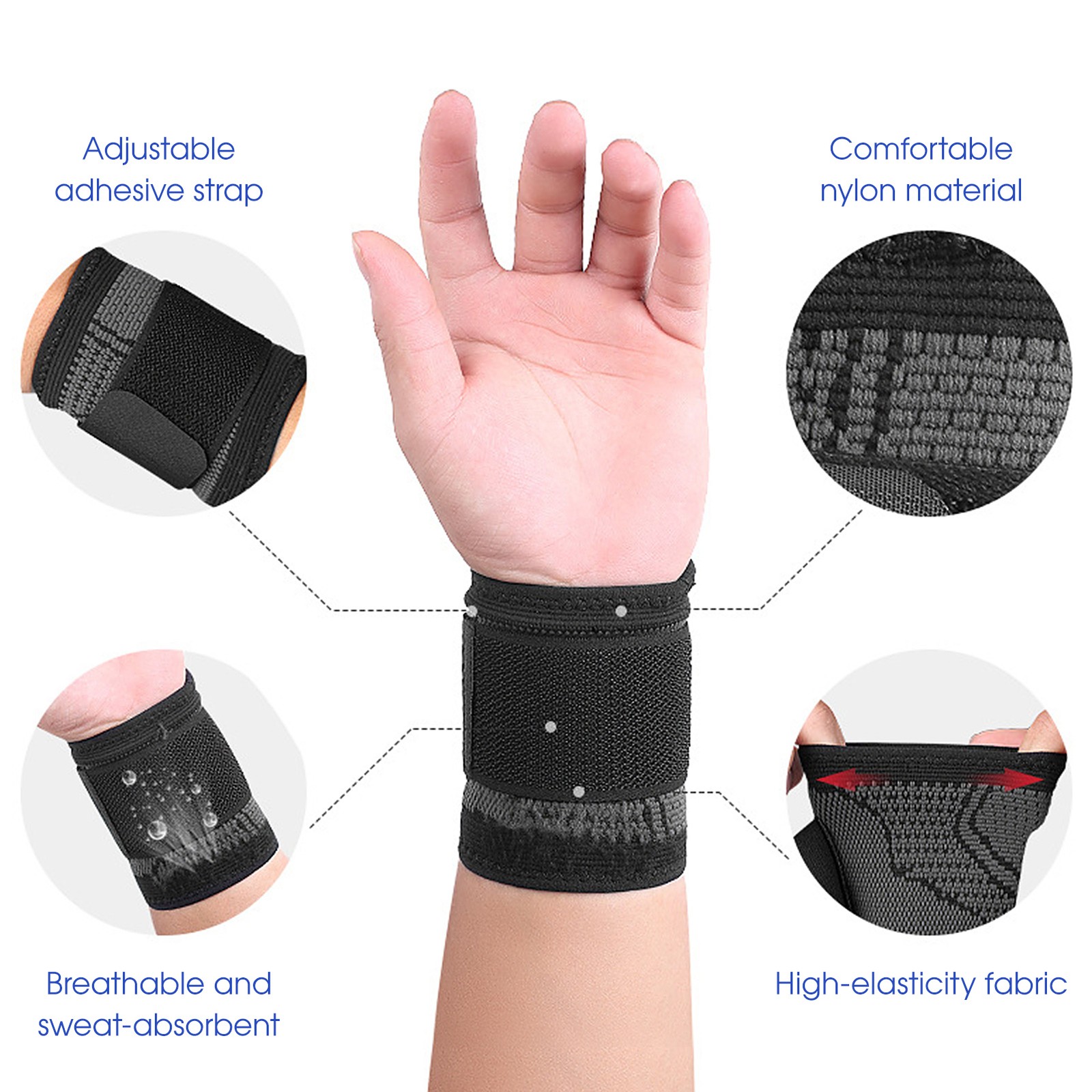 1pc Sports Wrist Bandage Wrist Wrist Support With Adjustable D1S4