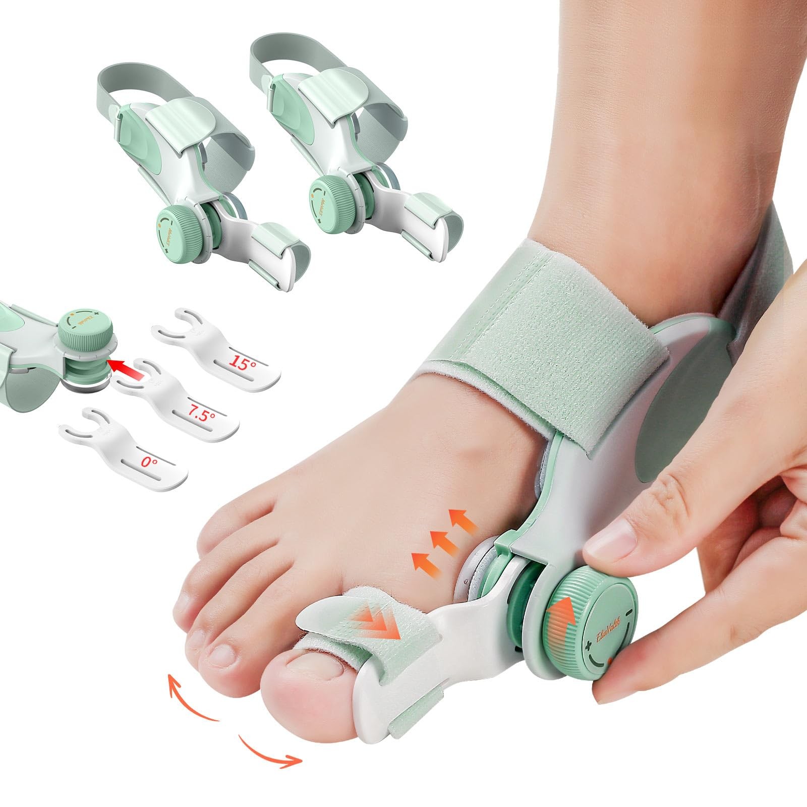 EliaValth 2 PCS Bunion Corrector for Women Big Toe, Adjustable Large, Green