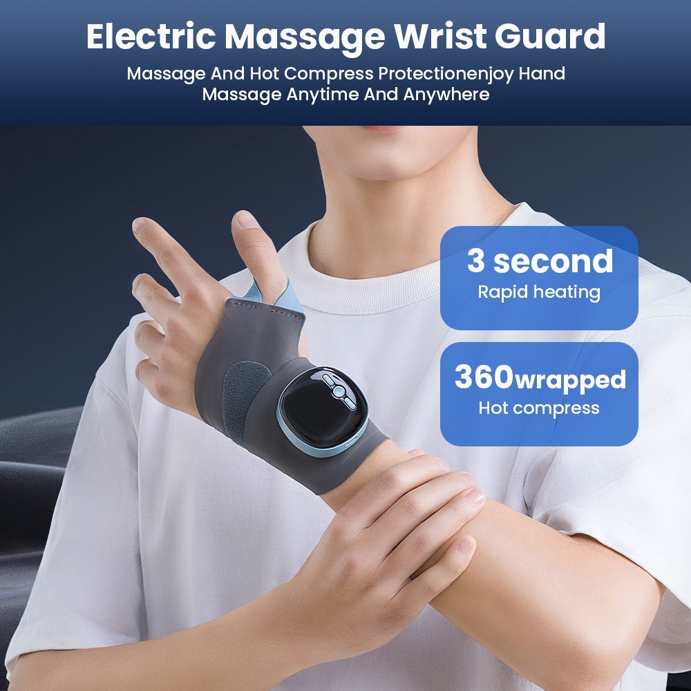 Adjustable EMS Wrist Guard 5 Modes 9 Levels Heat Massage Brace for Daily Use
