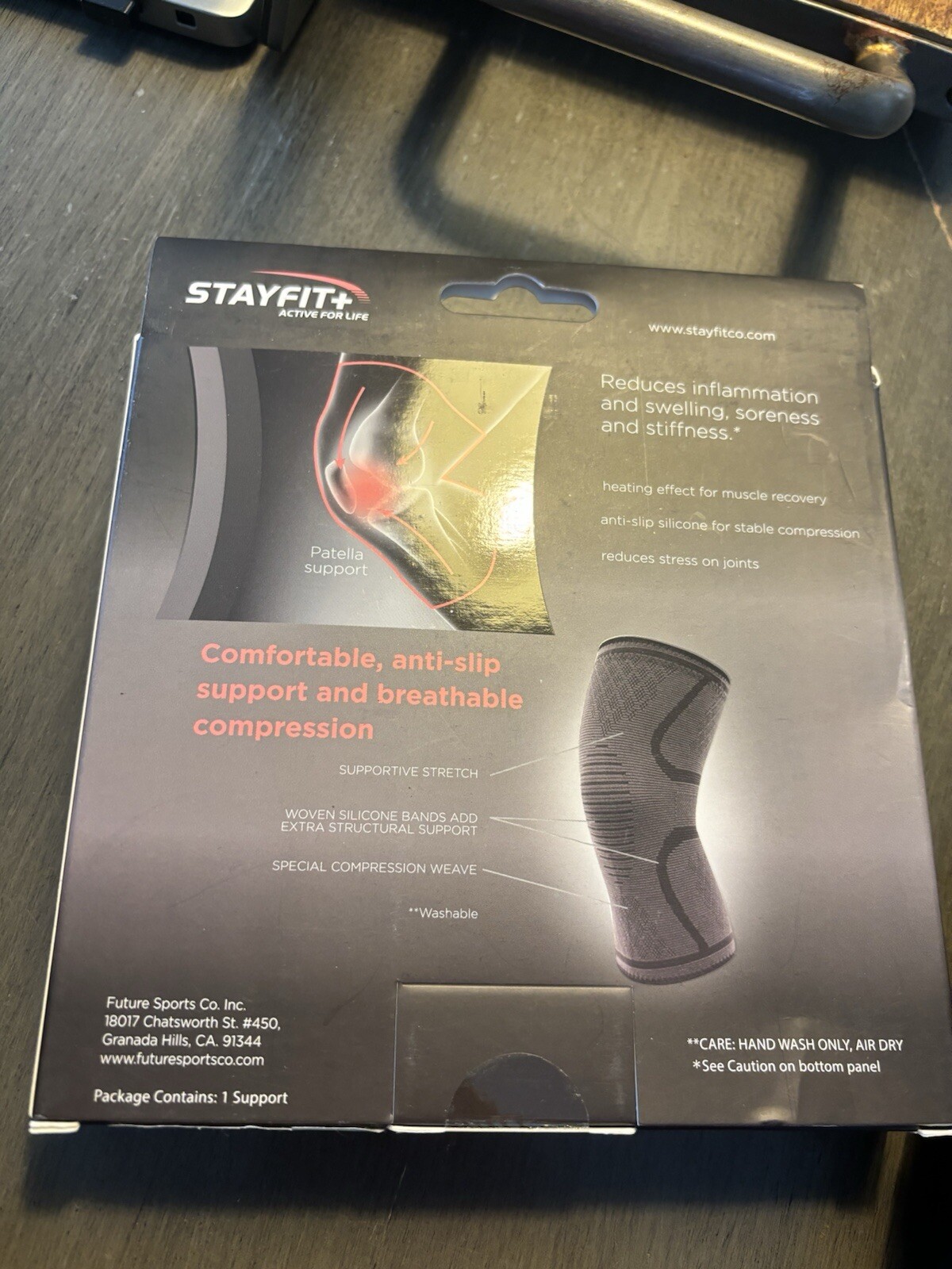 Knee Compression Sleeve Brace L/XL Weight Lifting Support Joint Pain Relief NWT