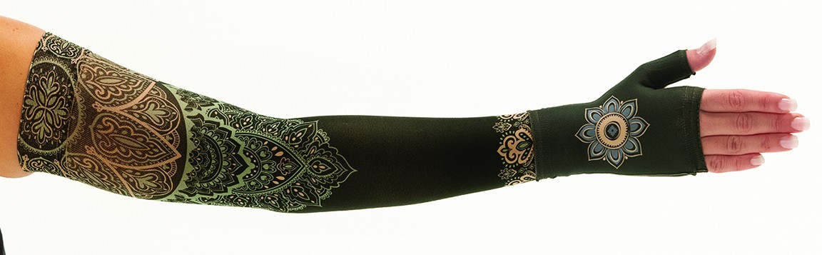 TEAL LOTUS Dreamsleeve Compression Sleeve by JUZO, Gauntlet Option, ANY SIZE/LVL