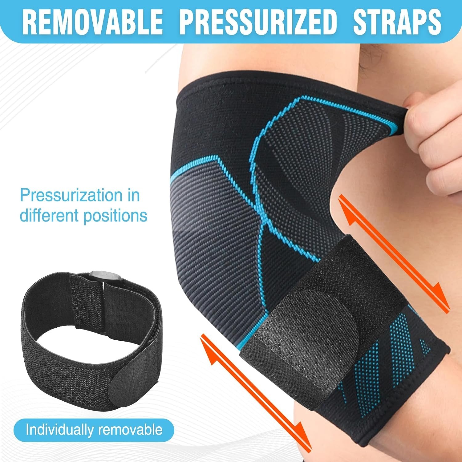 Multi-Sport Elbow Brace – 1 Pair for Tendonitis & Activity Support, Black/Blue
