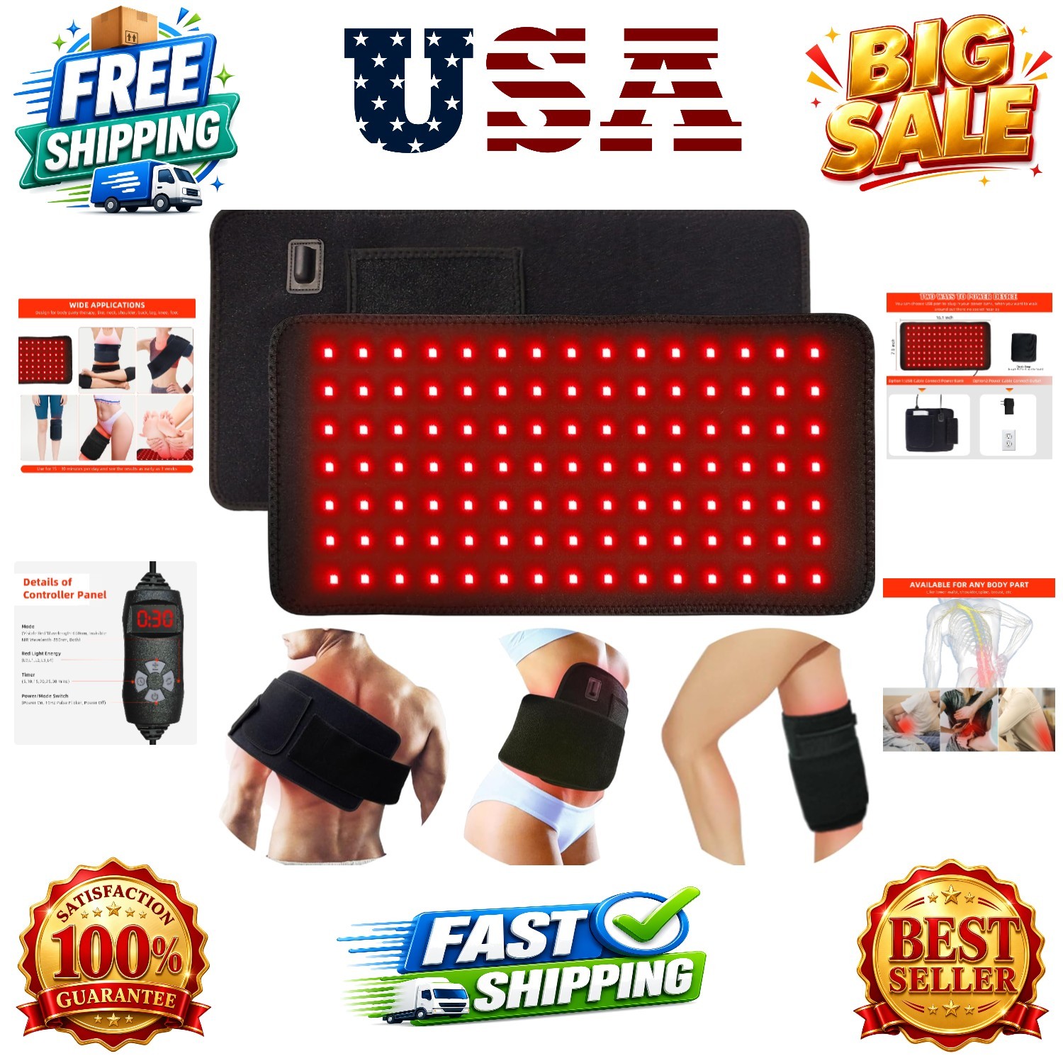 Red Light Therapy Pad for Body Back Knee Shoulder Hands Feet 660nm 850nm Home…