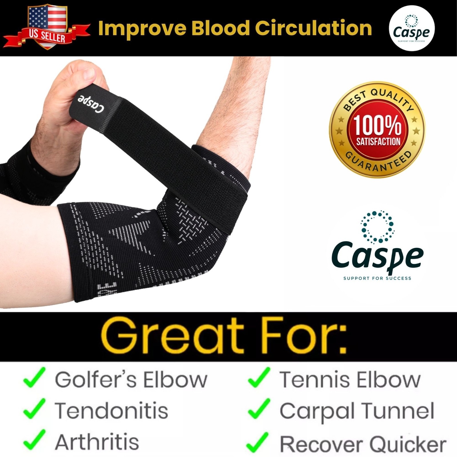 Compression Elbow Sleeve Brace Wrap Support Arthritis Tendonitis Pain Relief 2x