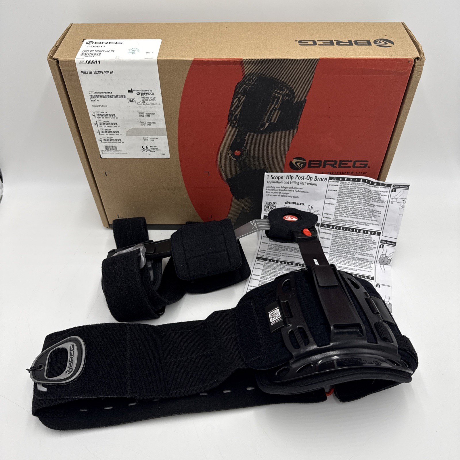 Breg T Scope Right Hip Brace 08911 31-60 Inch Waist Post Op