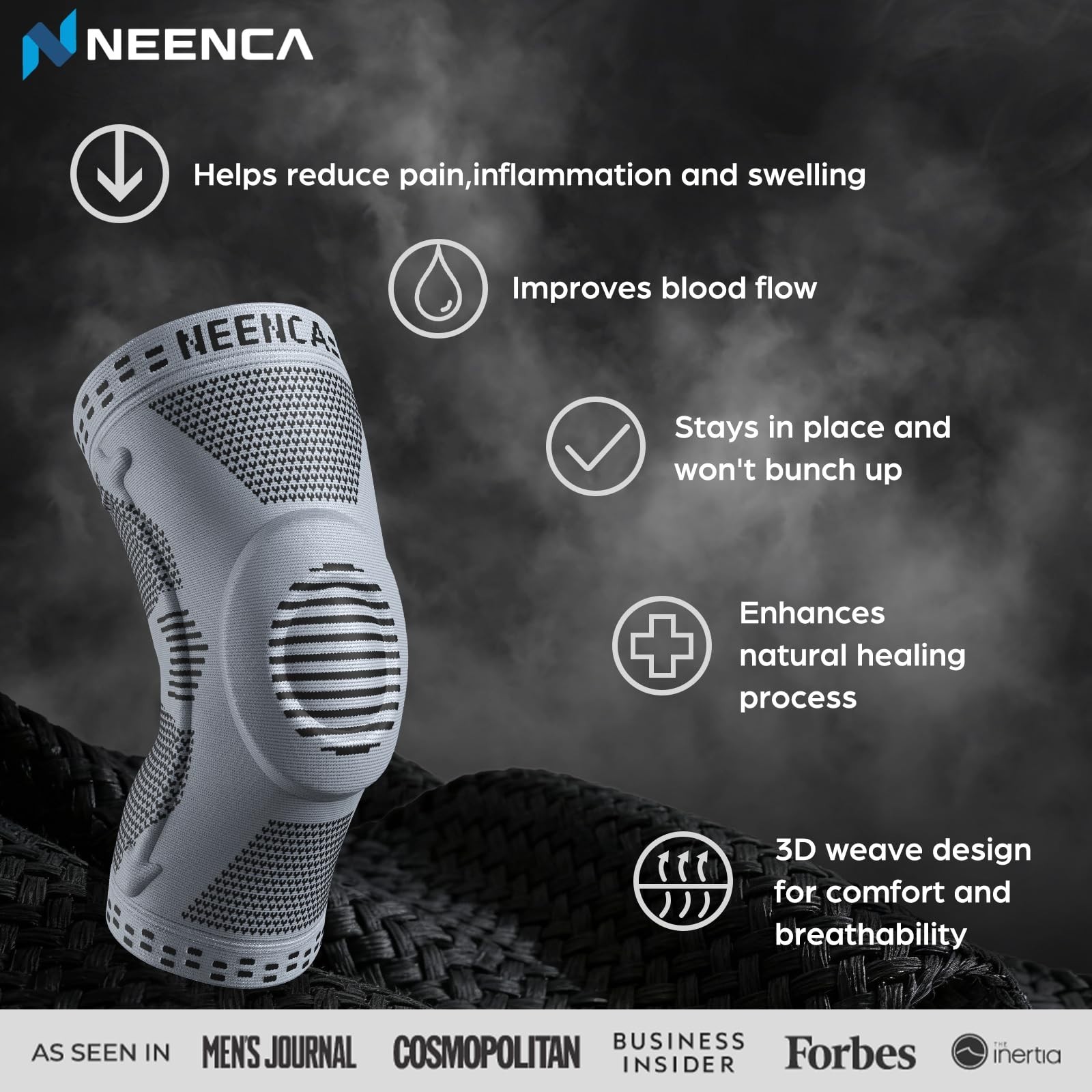 Knee Brace for Pain Relief, Medical Support with Patella Pad & Stabilizers, Comp