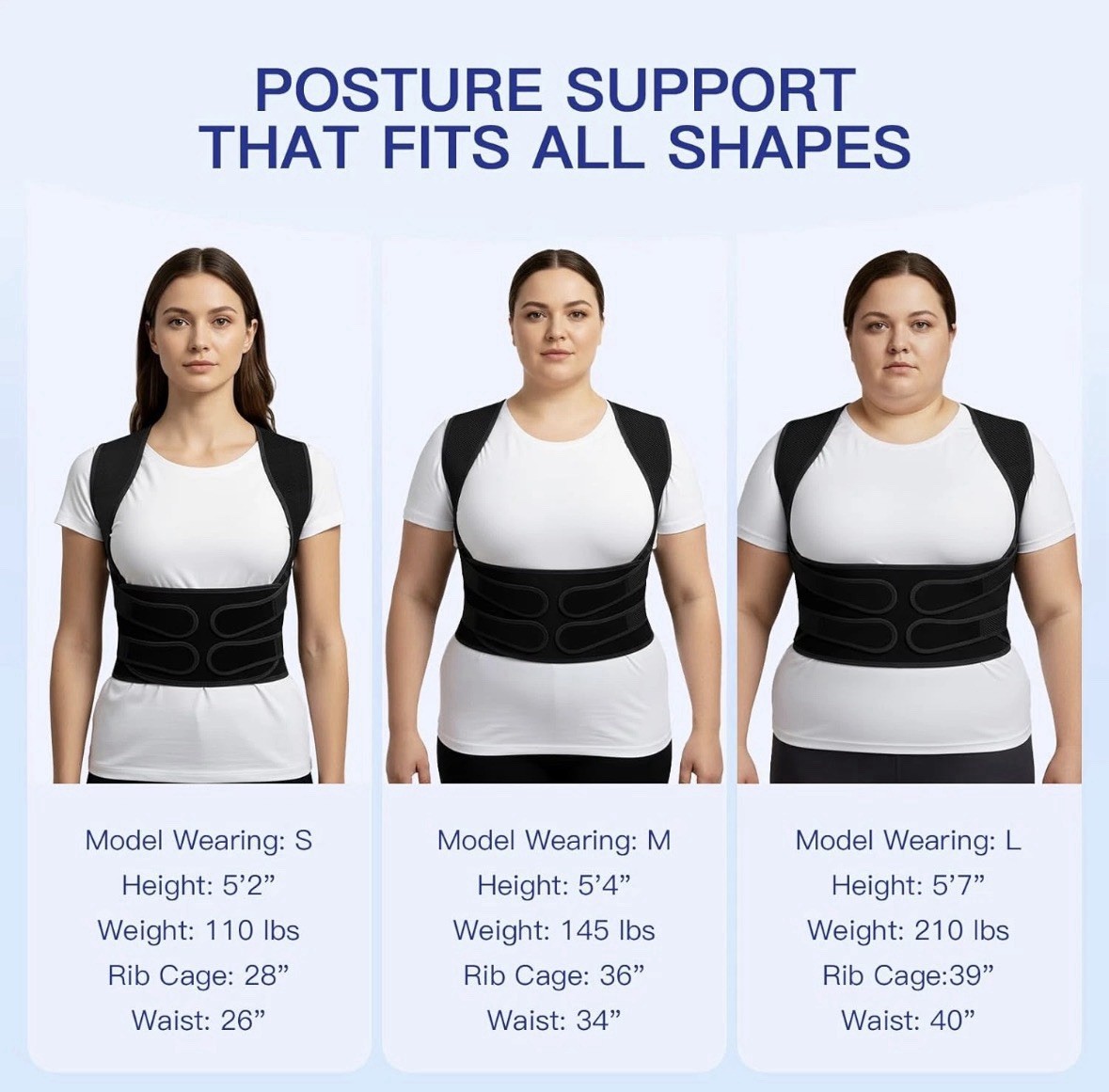 Posture Corrector Women & Men, Back Brace Straightener with Adjustable Support M