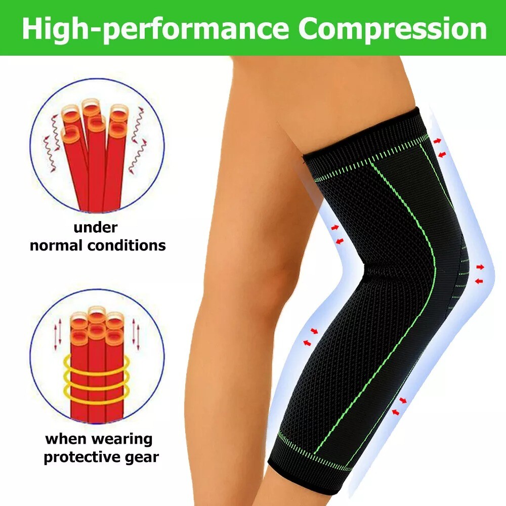 Full Leg Knee Brace Compression Sleeve Sport Support Stabilizers Injury Recovery