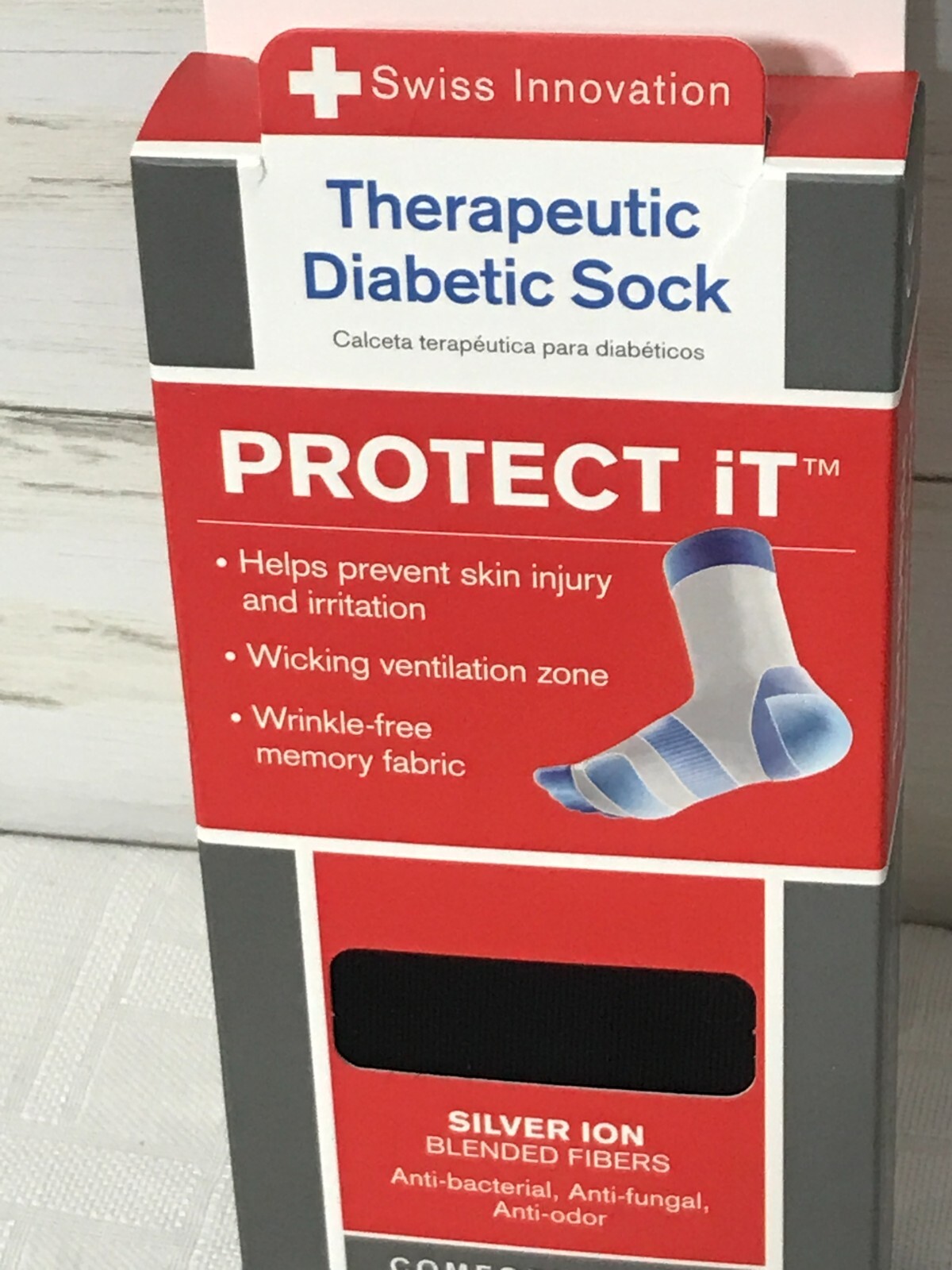 NEW! Swiss Therapeutic Diabetic Sock Black Unisex Size C Men’s Size 8-11 NOS