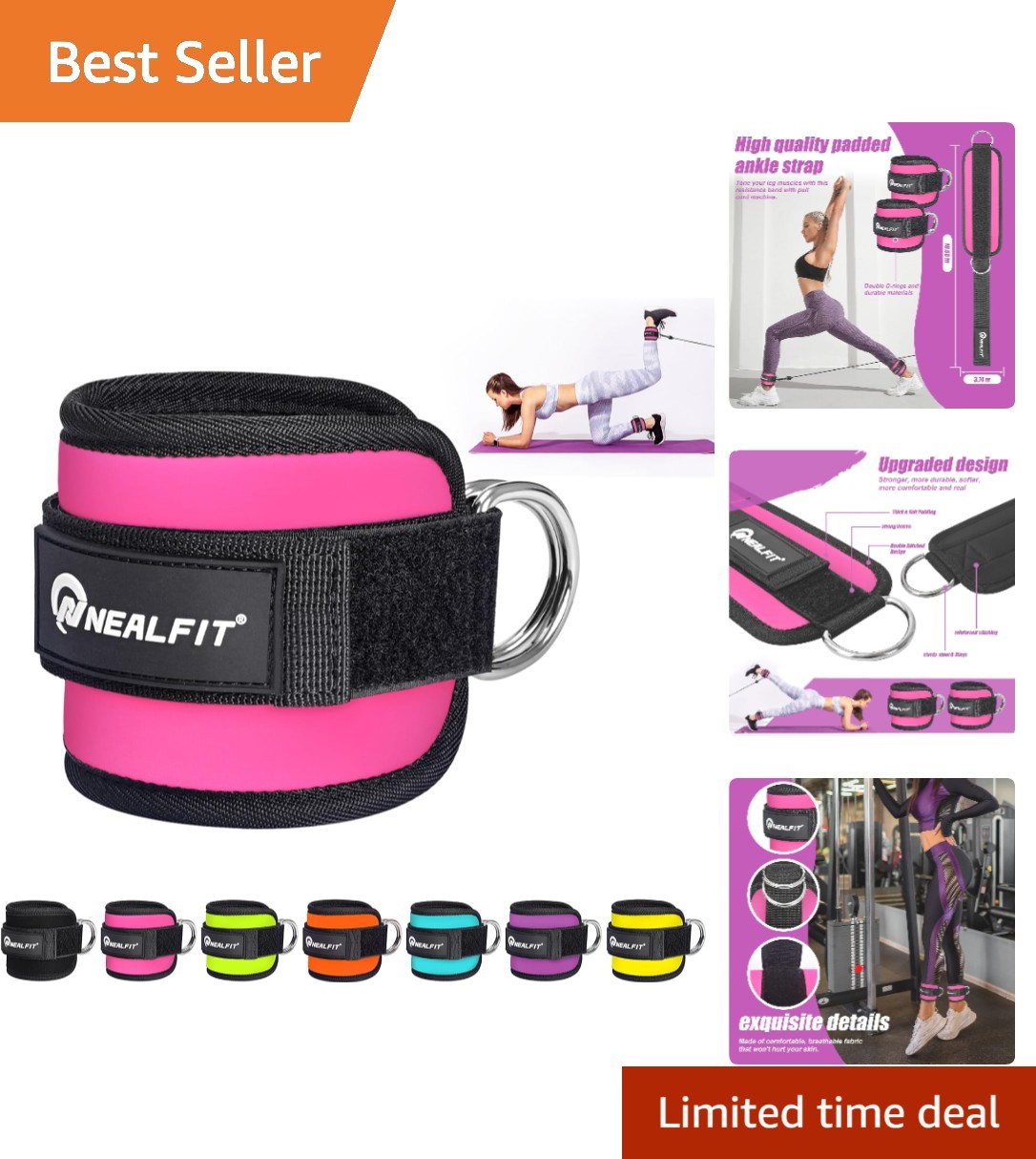 Stylish Pink Ankle Strap for Cable System – Enhance Your Leg and Glute Training