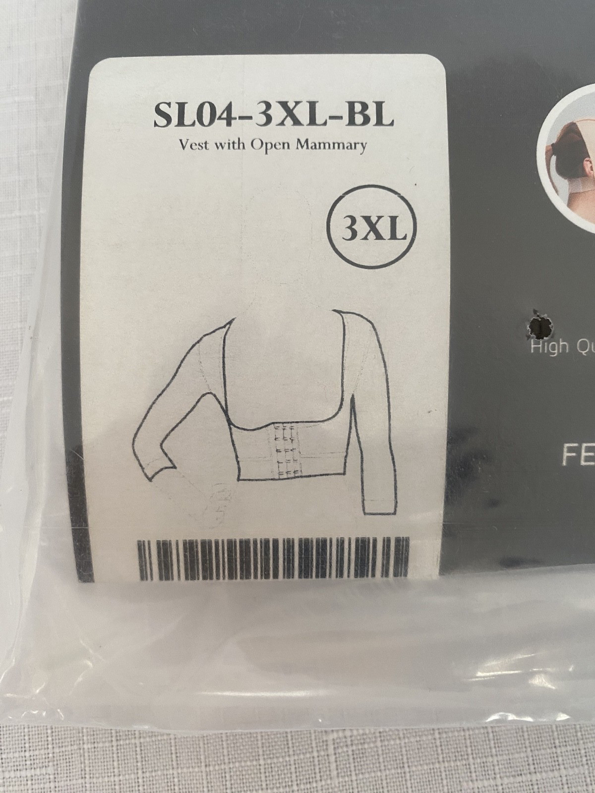 Isavela Comprexxwear SL04 3XL Post Surgical Compression Vest Open Mammary Black