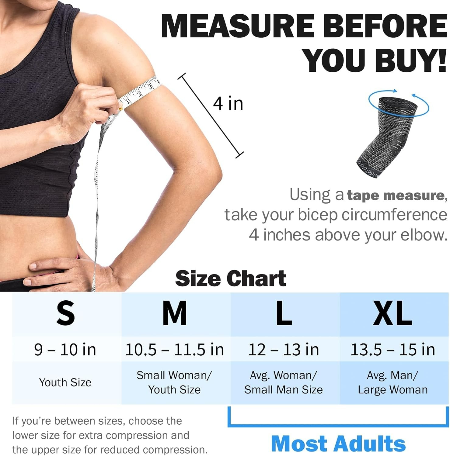 Elbow Brace Compression Support – Elbow Sleeve for Tendonitis, Tennis Elbow B…