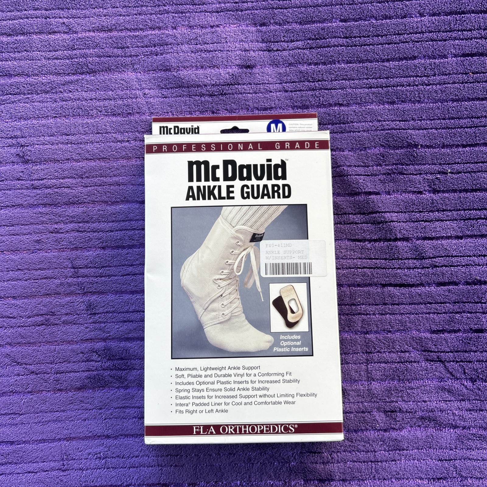 FLA McDavid Ankle Guard Optional Plastic Inserts White Size M, Free Shipping!
