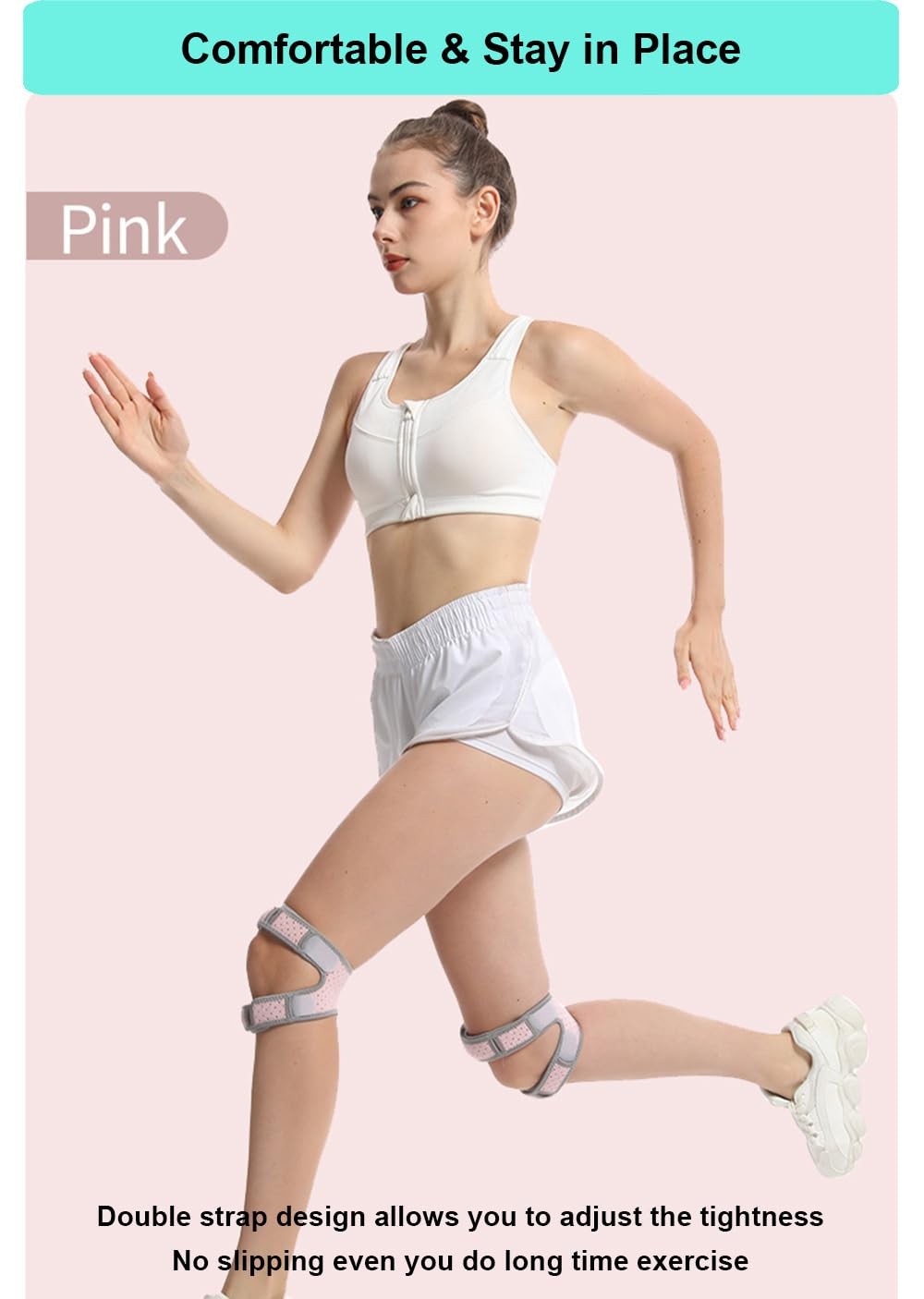 Knee Brace for Women Men Braces Pain, Patellar One Size, Pink