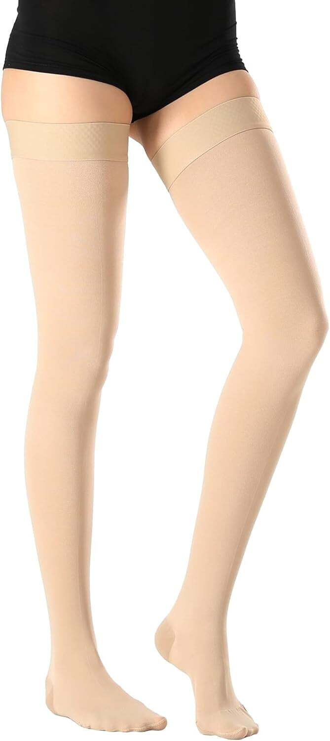 Thigh High Medical Compression Stockings for Treatment Varicose Veins Swelling