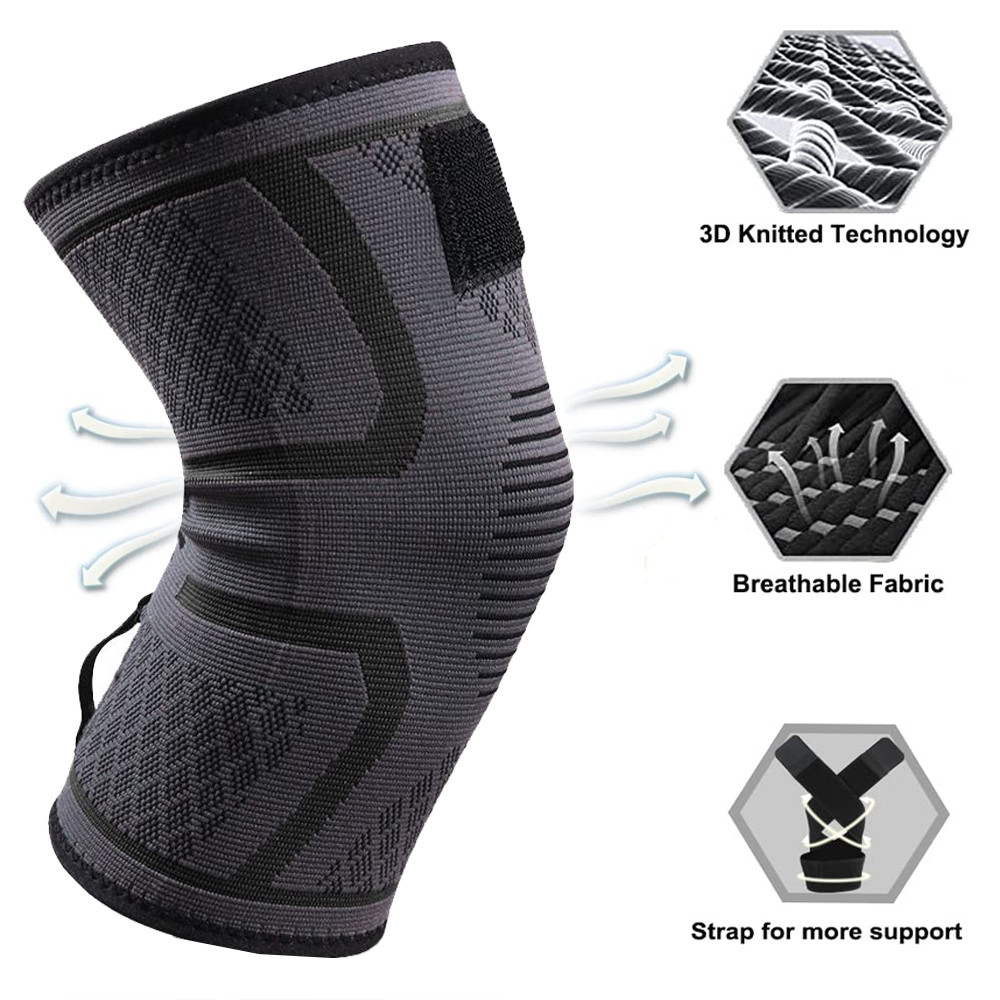 Knee Brace Support Compression Sleeves Gym Weightlifting Crossfit With Strap US
