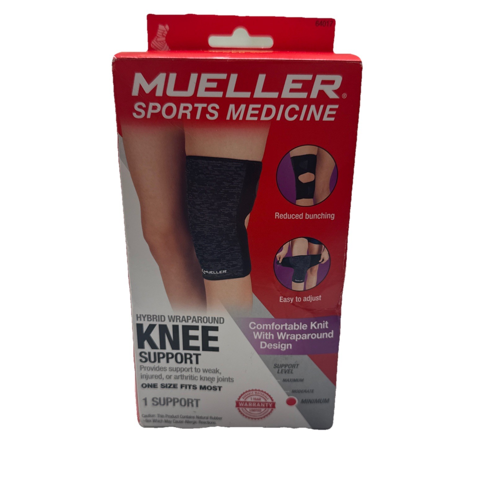 Mueller Hybrid Wraparound Knee Support, One Size Fits Most, Min Support