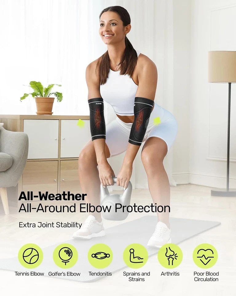 2pc Elbow Compression Sleeve High Elastic Brace Tendonitis Tennis Medium