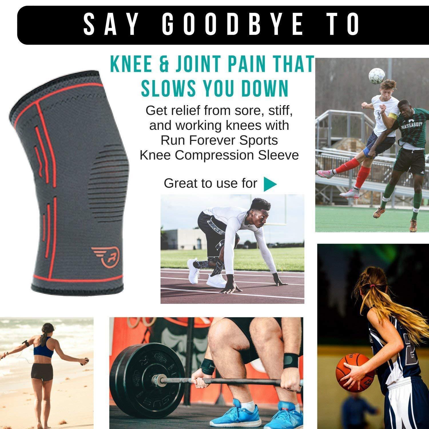 Knee Sleeve Single Wrap Compression Sleeve Stabilizer by Run Forever Sports