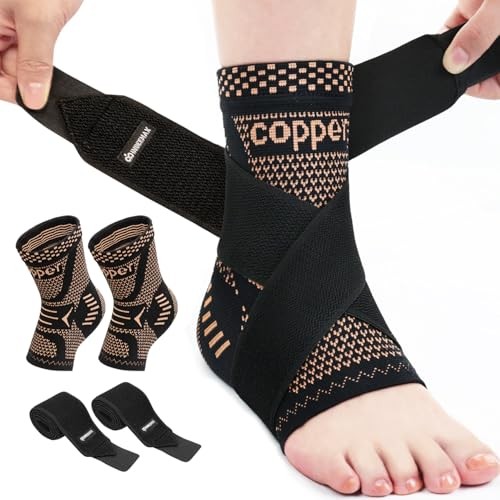 INDEEMAX Copper Ankle Brace for Sprained Ankle, Plantar Fasciitis, Achilles