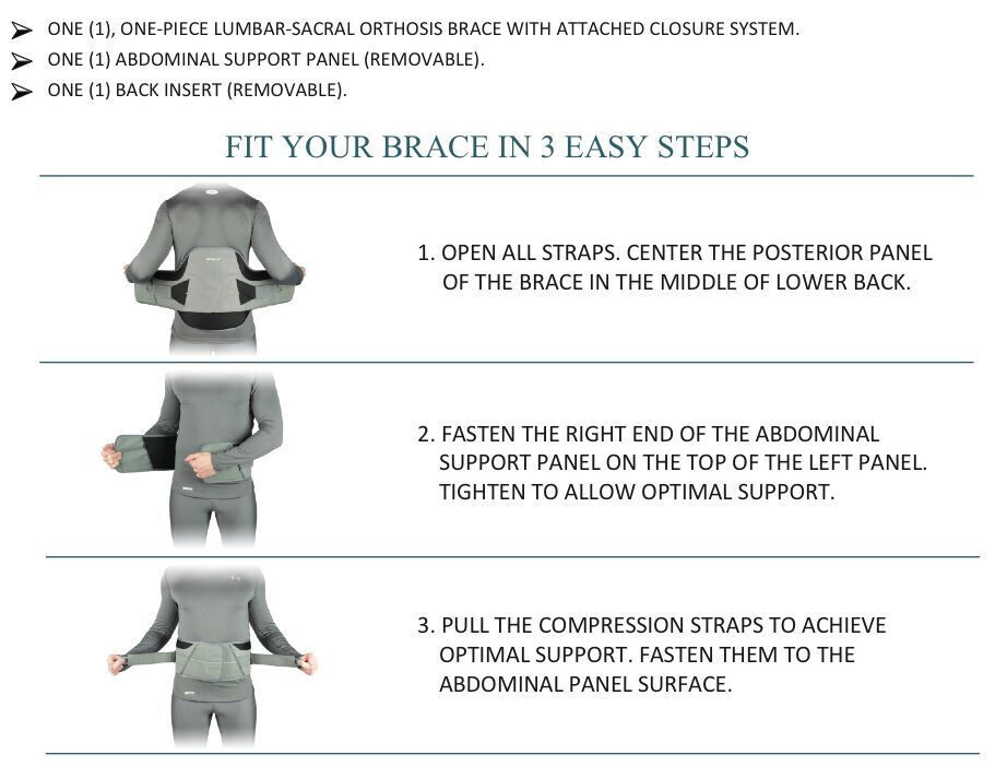 VertaLoc Flex Fit Lumbar-Sacral Orthosis (LSO) Back Brace Size Large New