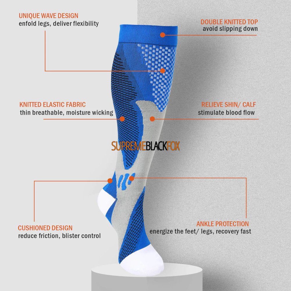 US Mens Compression Socks 20-30 mmhg Sports Knee High For Running Fitness Winter