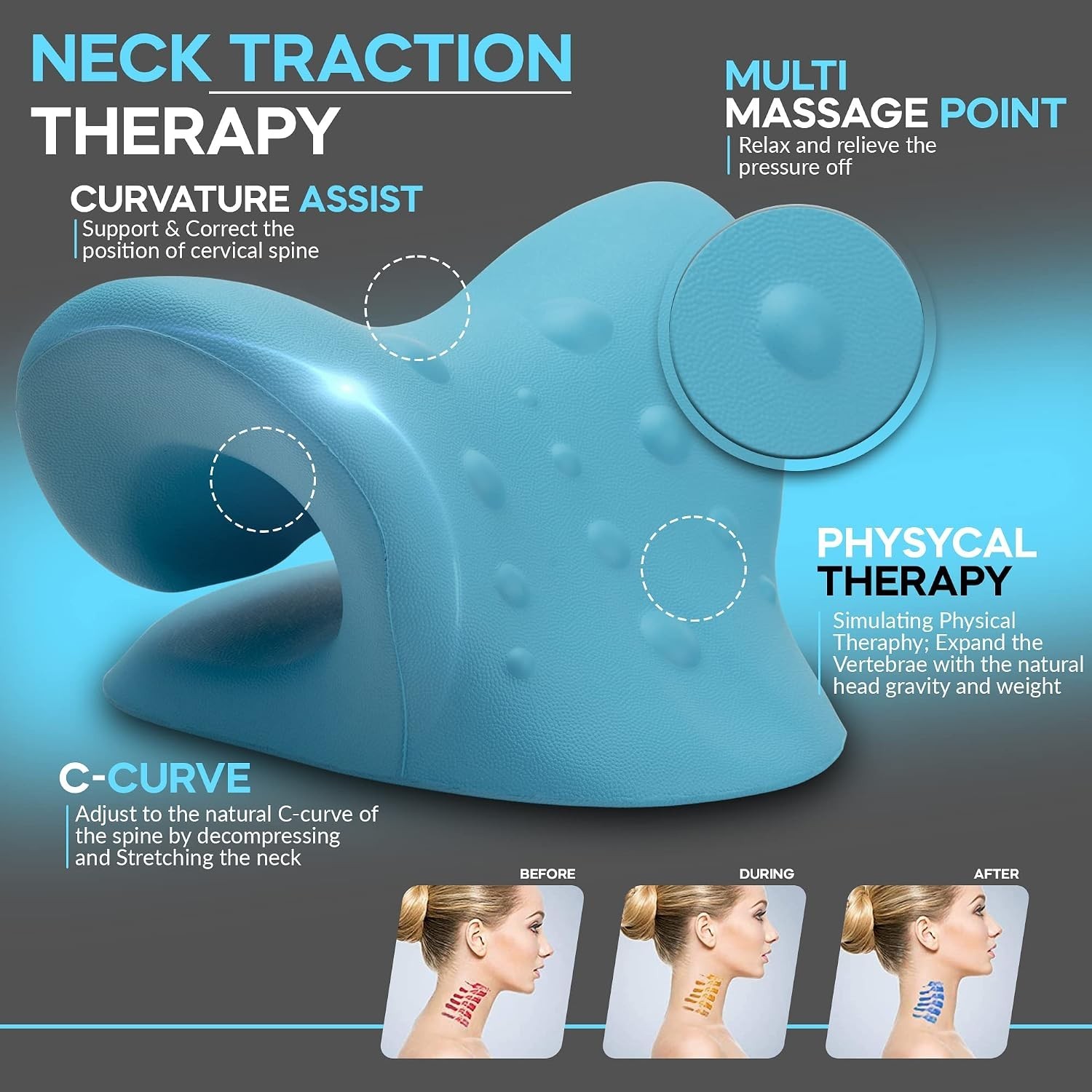 iBWYM Neck Stretcher Cervical Traction Device for Neck and Shoulder Pain Reli…