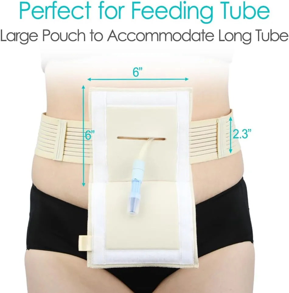 2 Pack Feeding Tube Belt G Tube Holder Protective Breathable Beige With Slit New