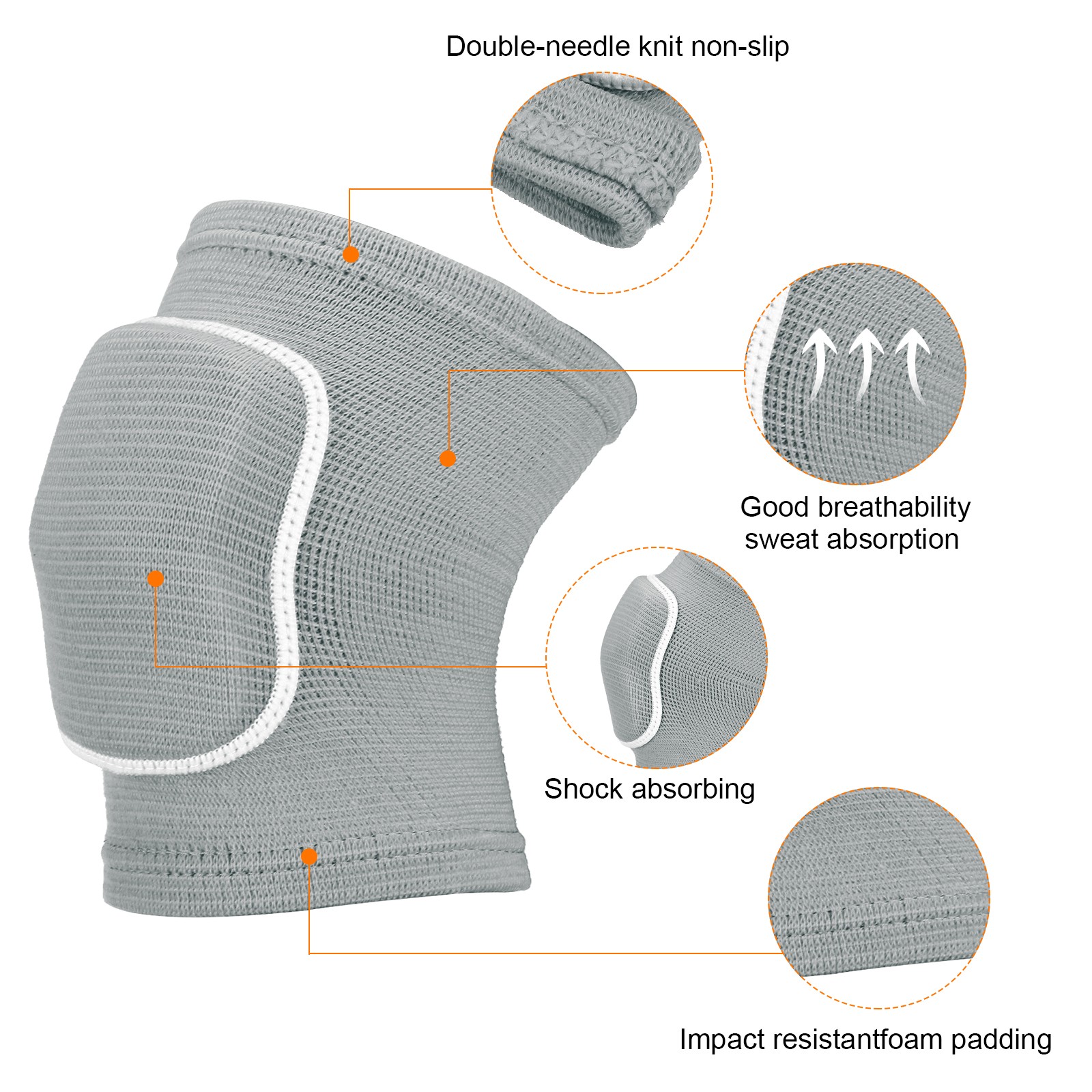 6 Pairs M Dance Knee Pads Volleyball Protective Sponge Brace Grey