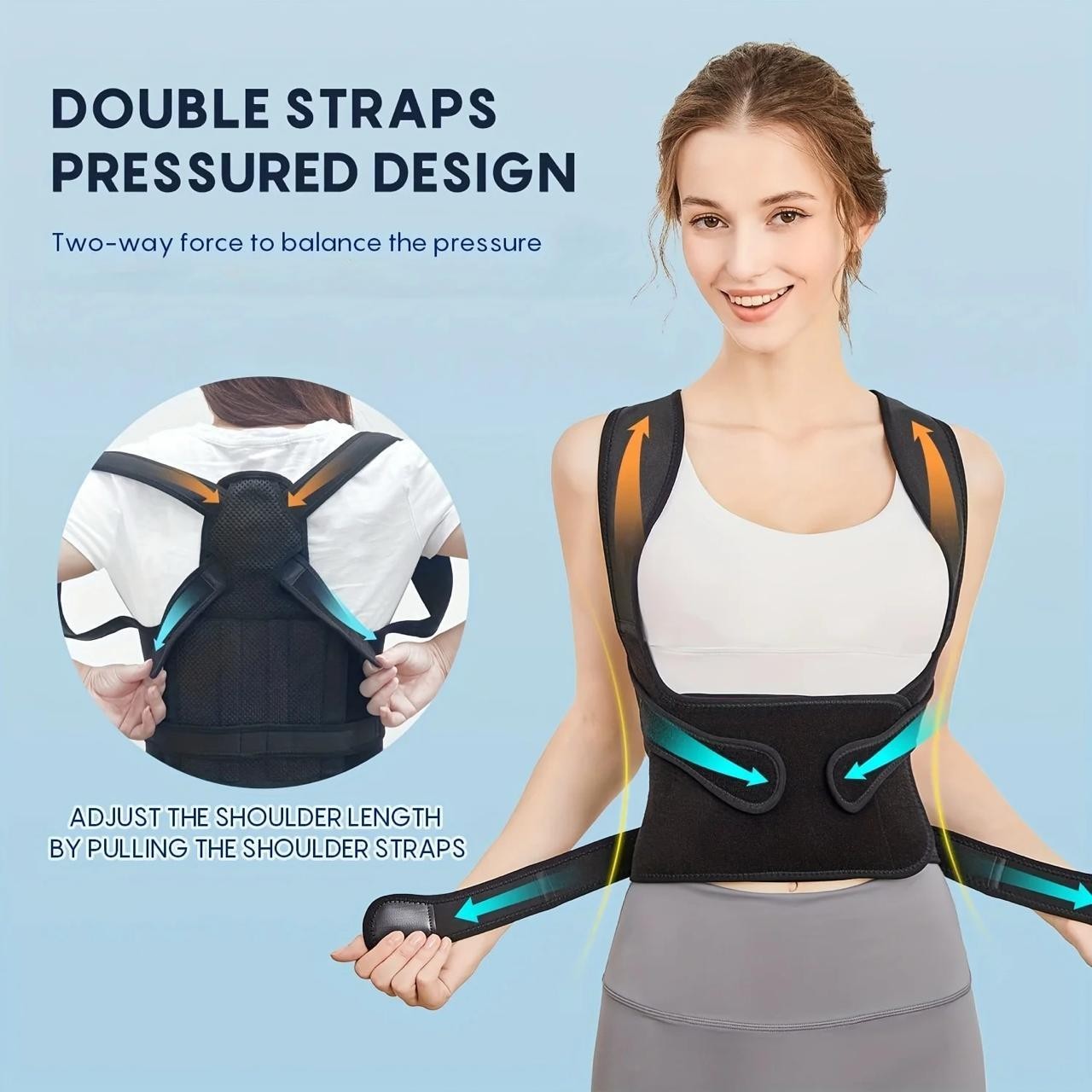 Back Brace Posture Corrector – Adjustable Upper Back & Shoulder Support for Men