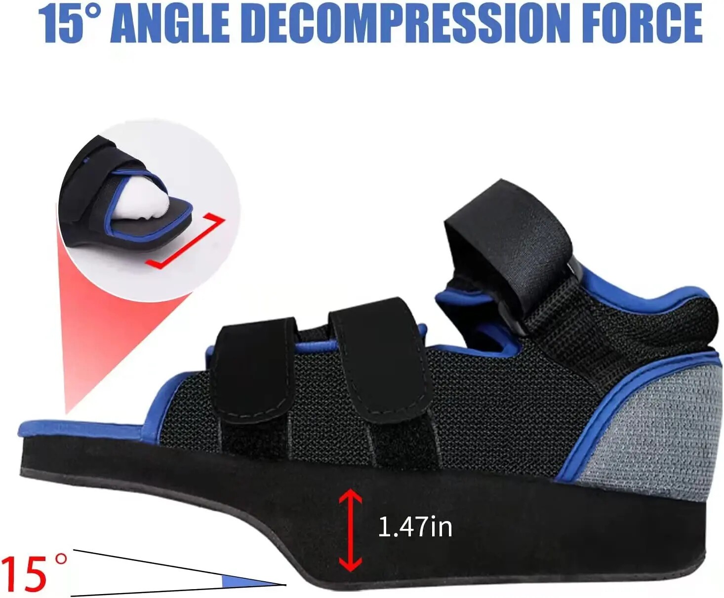 Post Op Shoe Forefoot Off-Loading Boot Fracture Recovery Black Blue S/M/L Sizes