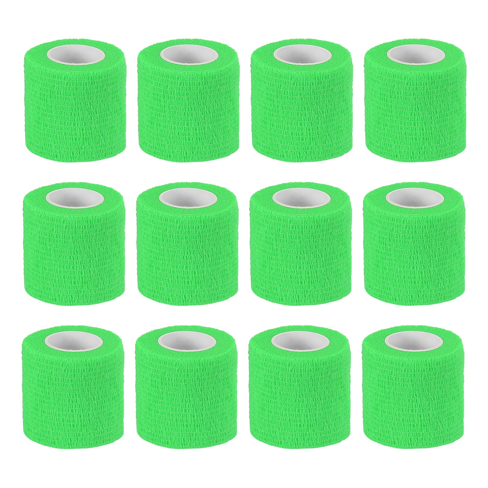 2″ x 177″ 12 Pcs Self Adhesive Bandage Wrap Elastic Self Tape Bright Green