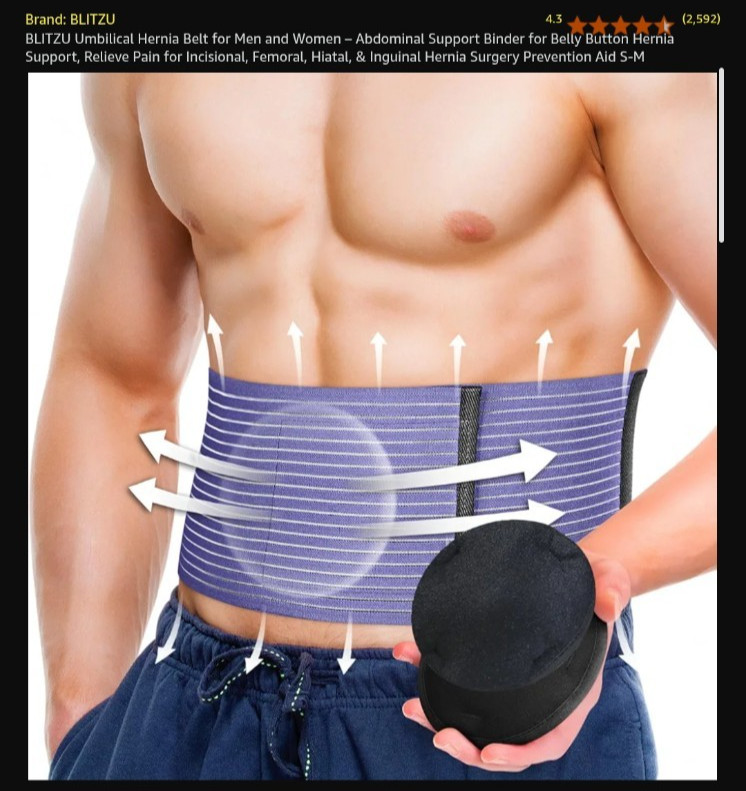BLITZU Umbilical Hernia Belt for Men & Women, Abdominal Binder Adjustable Truss