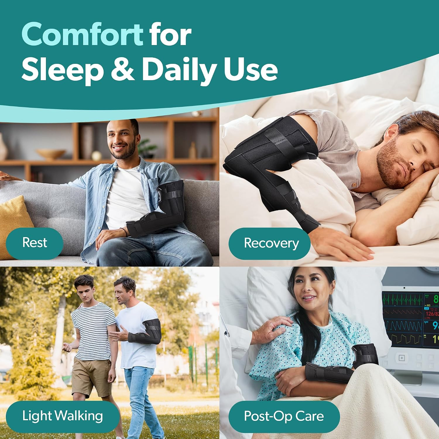 Elbow Immobilizer Brace | Removable Long Arm Cast and Soft Forearm Orthosis Spli