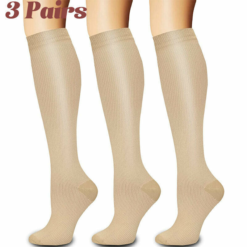 3x Mojo Compression Socks 10-20 mmHG Knee High Stockings Support Protective Gear