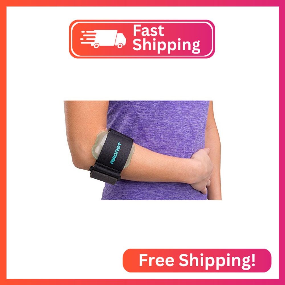 Aircast Pneumatic Armband: Tennis/Golfers Elbow Support Strap, Black
