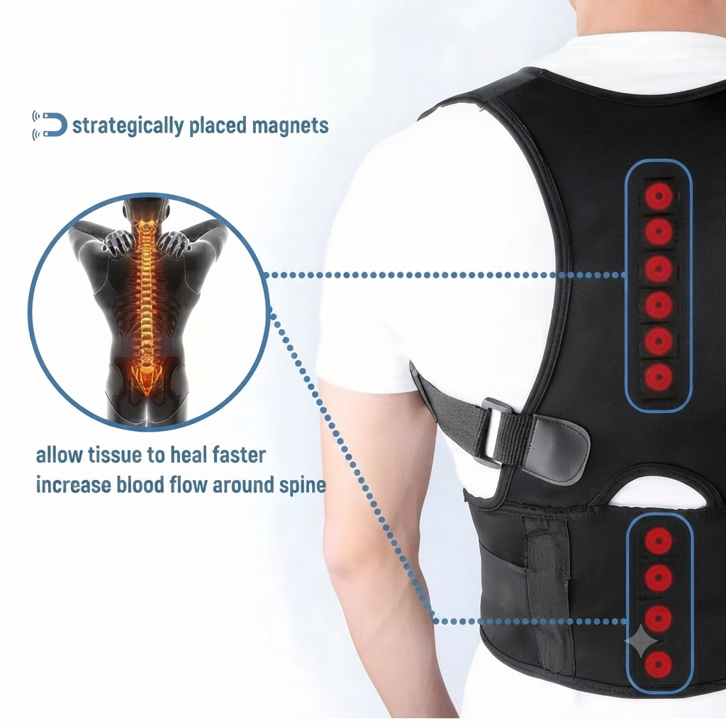 Adjustable Magnetic Posture Corrector Back Support Brace Belt