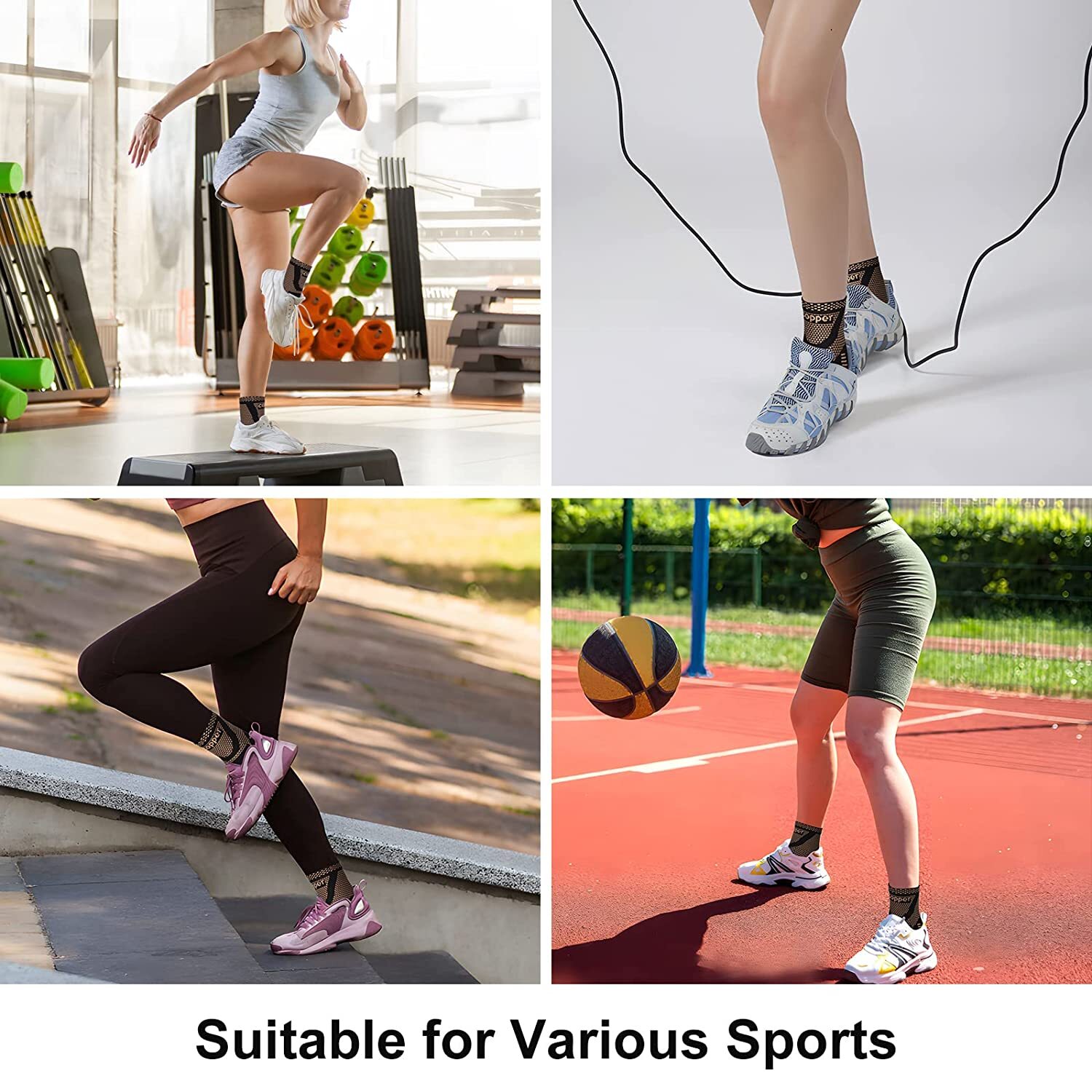 Copper Ankle Support Brace Compression Sleeve Socks Elastic Foot For Pain Relief