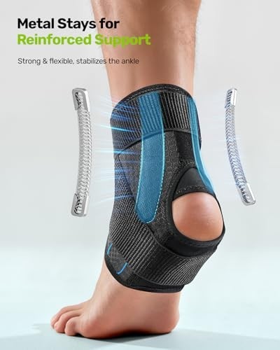 Quick Lace Up Ankle Brace with 2 Metal Support Stays, Breathable Stabilizer f…