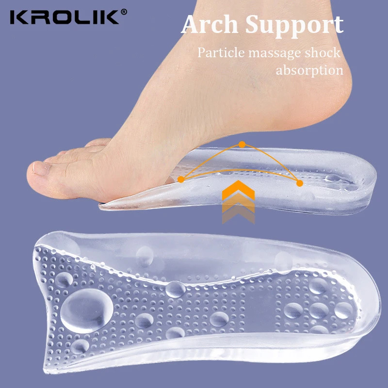 1Pair Silicone Gel Massage Insole Women High Heel Shoes Flat Foot Arch Support P