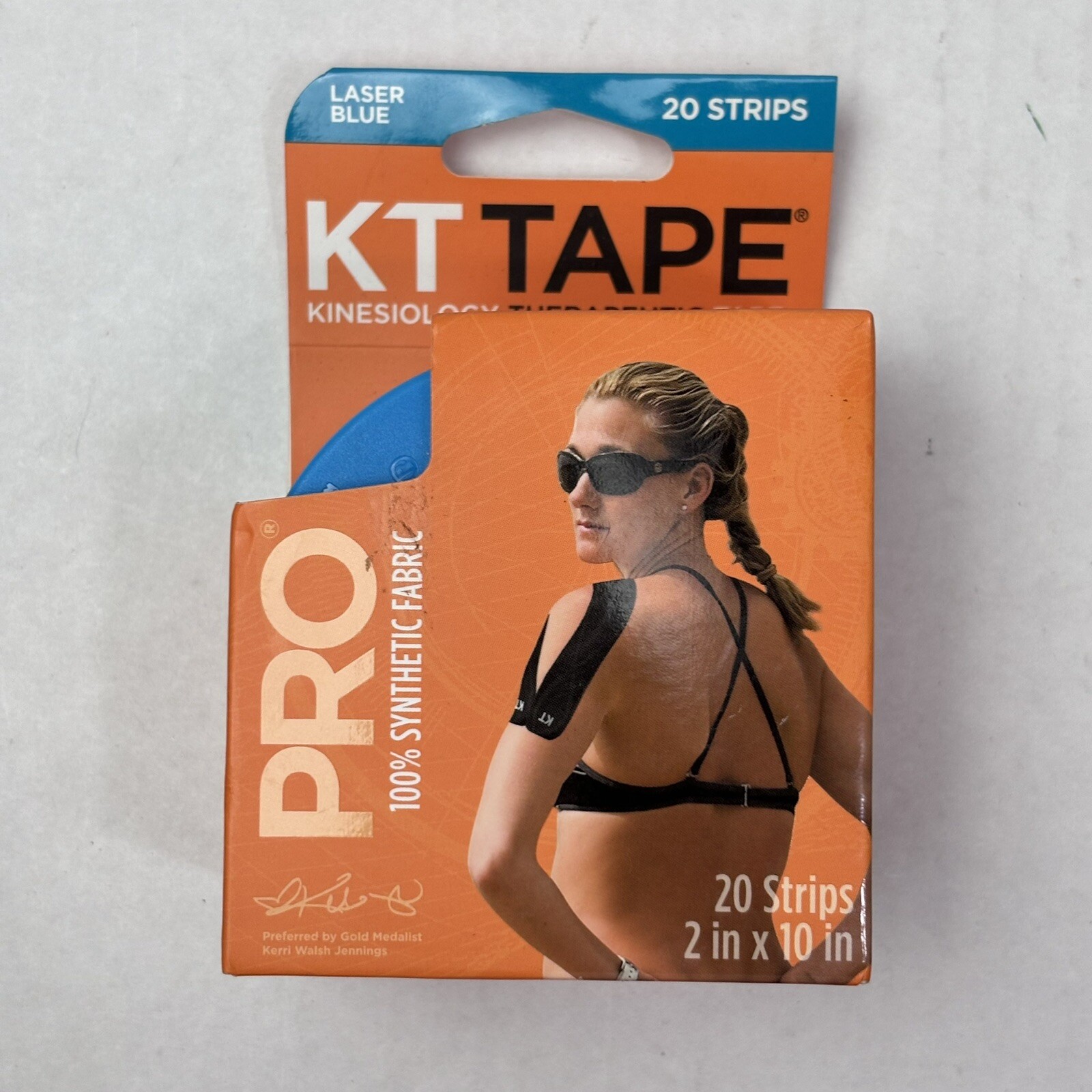 KT Tape Pro Elastic Sports Tape 100% Synthetic Laser Blue 20 Precut 10″ Strips