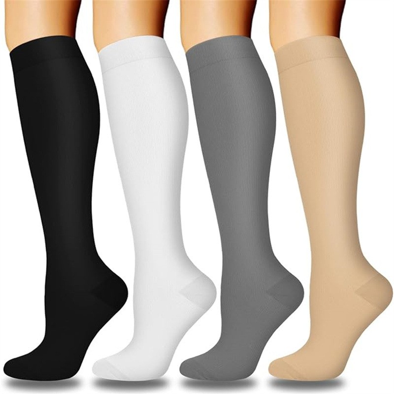 4 Pairs Compression Socks Unisex Circulation Support Sock Running Athletic Sport