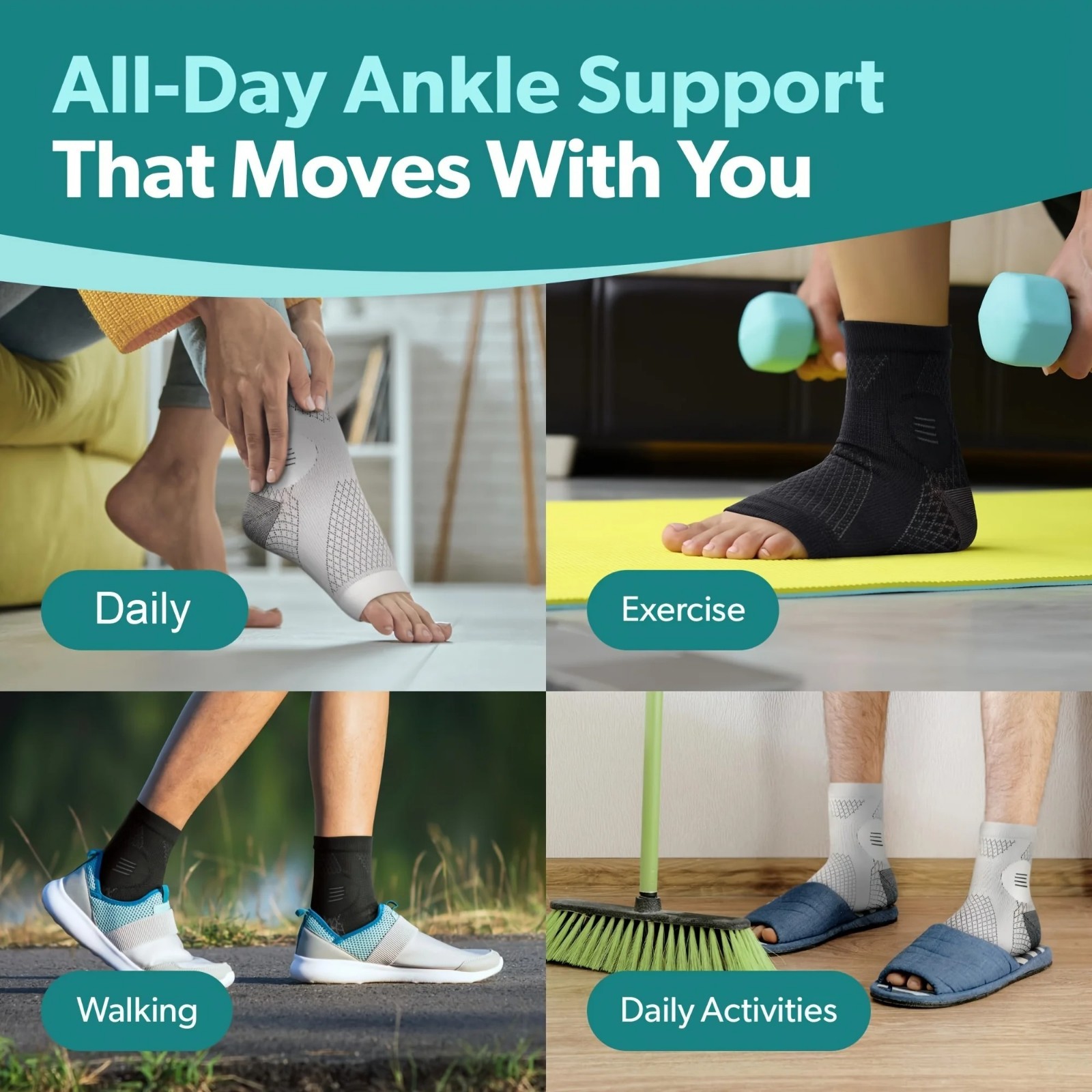 1 Pair Ankle Compression Socks Open Toe Arch Support Foot Sleeves ✅