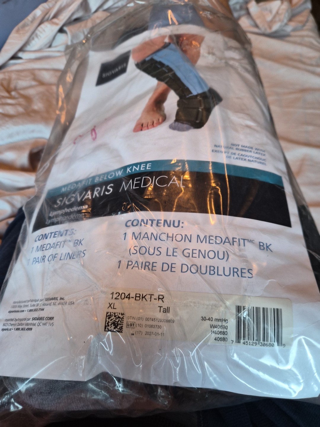Sigvaris Medafit Compression CALF, RIGHT XL, No Foot Piece, TALL, 1204-BKT-R New