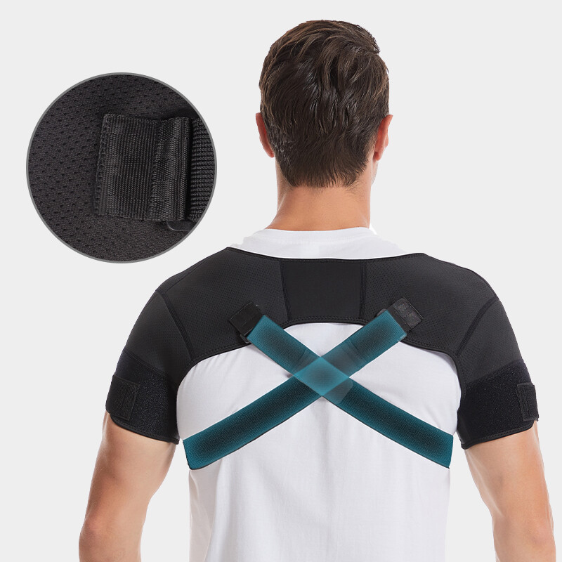 Double Shoulder Brace Torn Rotator Cuff Pain Relief Support Sleeve Adjustable