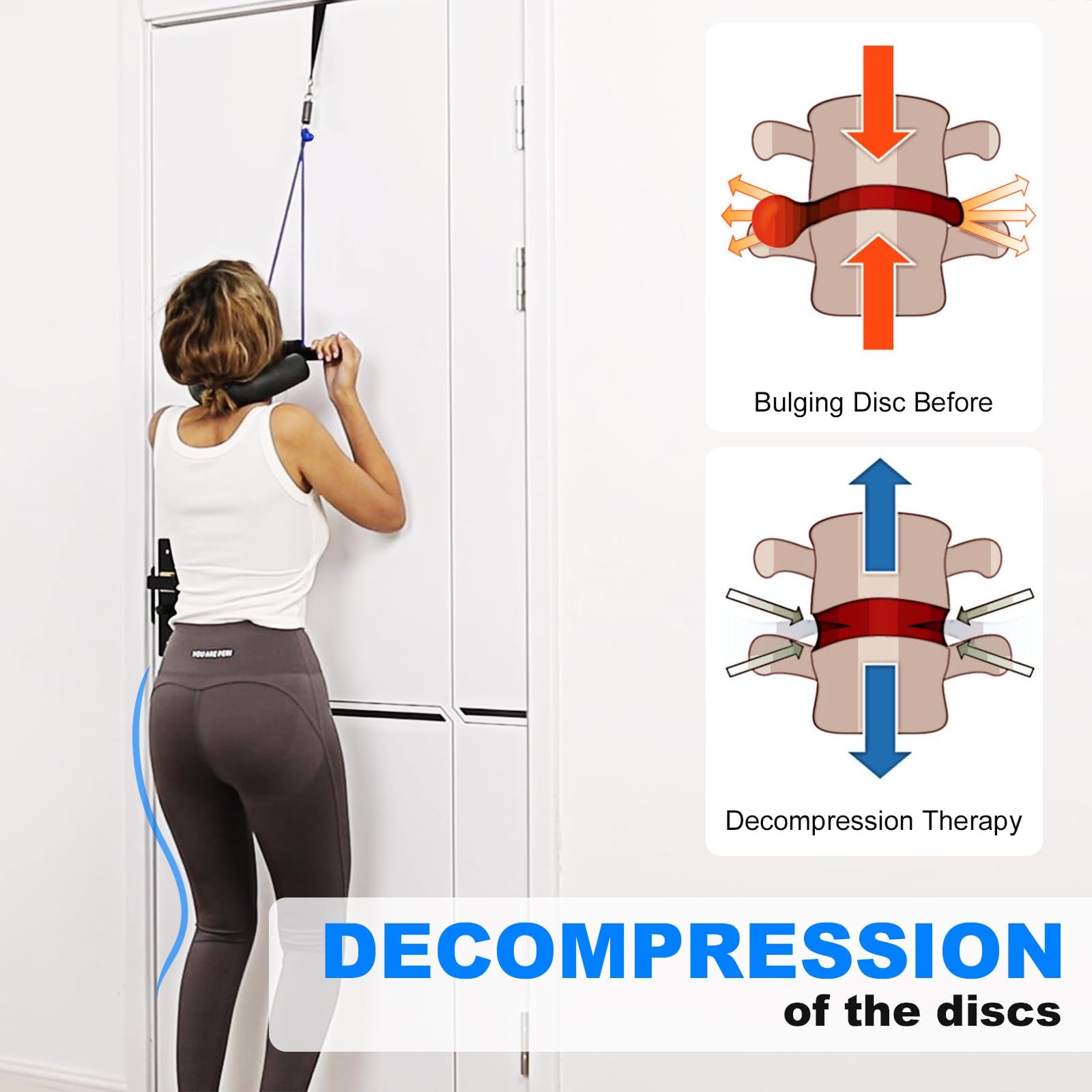 Cervical Neck Traction Device Over Door, Portable Neck Stretcher for Pain Relief